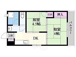 淡路ハイツ 2DKの間取図画像