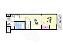 AXIA M-City大阪瑞光 1DKの間取図画像
