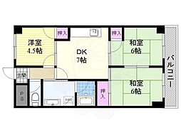 ラヴィータ豊里 3DKの間取図画像