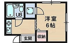 フェイズーリヴァ 1Kの間取図画像