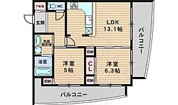 キャニスコート上新庄 2LDKの間取図画像