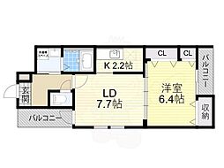 フジパレス瑞光2番館 1LDKの間取図画像