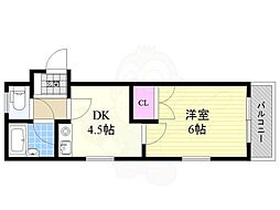 アーバンライフ上新庄 1DKの間取図画像