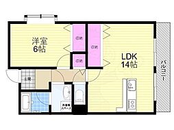 美福苑 1LDKの間取図画像