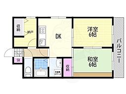 ハイツ森口 2DKの間取図画像