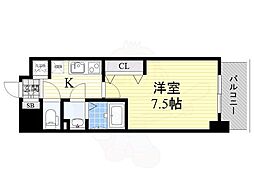Luxe上新庄 1Kの間取図画像