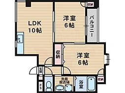 パレス東洋小松館 2LDKの間取図画像