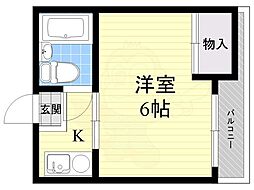 ハイツプリメーロ 3階1Kの間取り