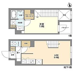 ウェルスクエア新宿戸山 1階1LDKの間取り