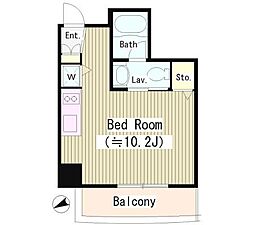 グリーンヒルズ河田町 6階ワンルームの間取り