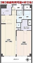 第23宮庭マンション 8階1LDKの間取り