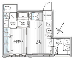 グランクリュ若松町 4階1DKの間取り