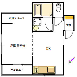 ハイツ・オヤケ 1DKの間取図画像