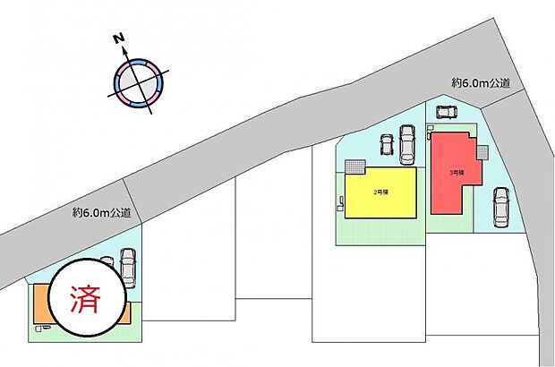 （区画図）キレイに整備された新しい街並み！駐車スペース全棟2台分確保〇