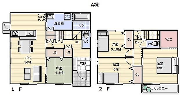 （Ａ棟間取）大容量ＷＩＣつき！洗面・廊下収納が嬉しい間取りです！