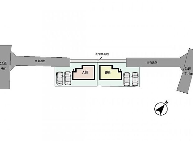 （区画図）駐車スペース並列2台分あり〇