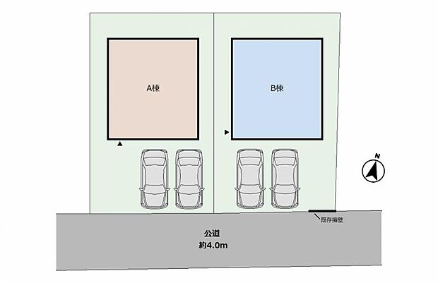 （区画図）駐車スペース並列2台！南側道路に面し日当たりの良い立地です！