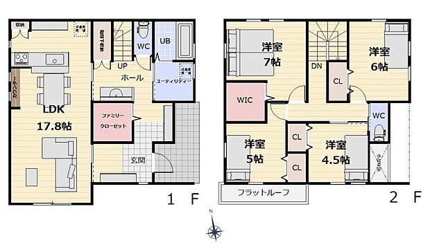 生活感を感じさせない、ファミリークロークやウォークインクローゼット付き4ＬＤＫ◎