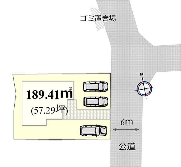 〈配置図〉出し入れ自由な並列駐車場3台分付き！