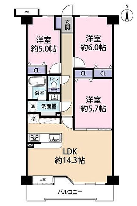 3LDK 間取り