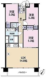 ロイヤルパレス八乙女 3LDKの間取図画像