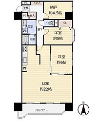 朝日プラザ幸町 2SLDKの間取図画像