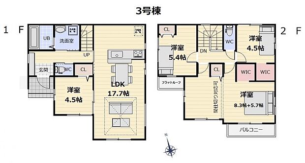 【3号棟】14帖の広々としたお部屋は間仕切り可能〇お子様の成長に合わせて部屋数を増やせます〇