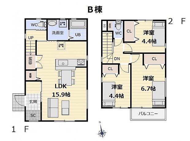 《間取り×B棟》シューズクローク付き3LDK