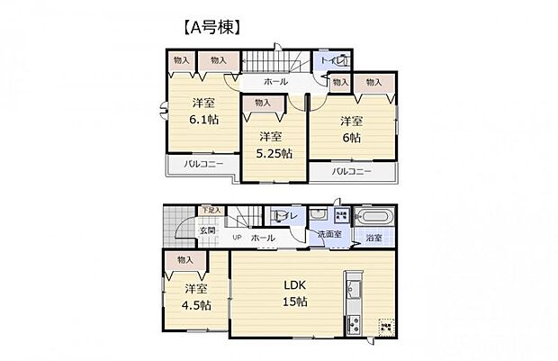 【A号棟・間取り図】全居室南向き*明るい住まい