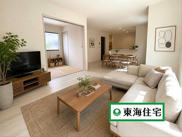 1階17.7帖LDK＋3.7帖和室の広々空間♪　※家具はCGによるイメージです。