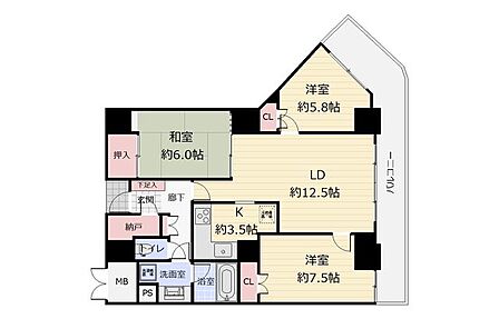 【間取図】内装リフォーム済み・オール電化3LDK!納戸有り♪