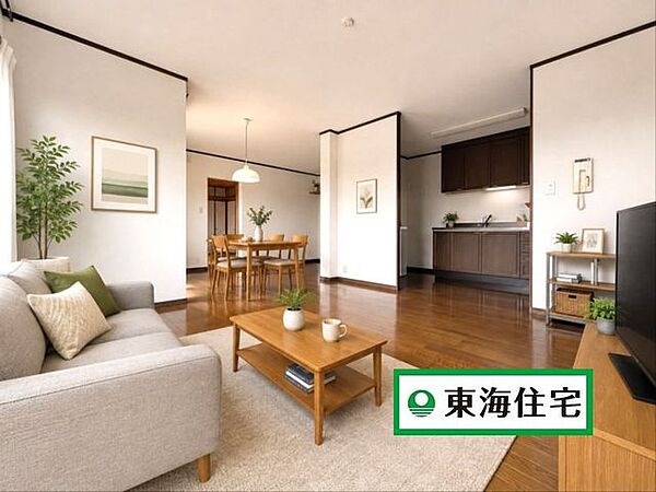 《リビング》22帖の大空間♪キッチンが独立しているのでスッキリとした室内が実現！※写真は一部CG加工しております