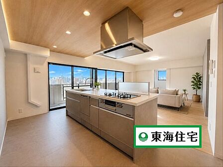 パントリー・間接照明・食洗機付きオープンキッチンはポップアップ天井でお洒落空間♪ ※家具はCGによるイメージです。