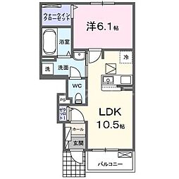 つくばエクスプレス 柏たなか駅 徒歩21分の賃貸アパート 1階1LDKの間取り