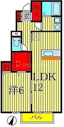 つくばエクスプレス 流山おおたかの森駅 徒歩30分の賃貸アパート 1階1LDKの間取り