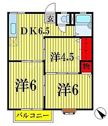 東武野田線 高柳駅 徒歩15分の賃貸アパート 2階3DKの間取り