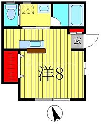 JR常磐線 柏駅 バス10分 日体大柏高校入口下車 徒歩4分の賃貸アパート 1階1Kの間取り