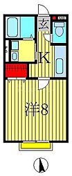 東武野田線 豊四季駅 徒歩12分の賃貸アパート 2階1Kの間取り