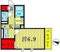 つくばエクスプレス 南流山駅 徒歩2分の賃貸アパート 1階1Kの間取り
