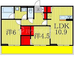 JR常磐線 柏駅 徒歩27分の賃貸アパート 2階2LDKの間取り