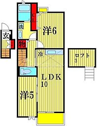 東武野田線 豊四季駅 徒歩14分の賃貸アパート 2階2LDKの間取り