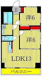 つくばエクスプレス 流山おおたかの森駅 徒歩3分の賃貸マンション 5階2LDKの間取り