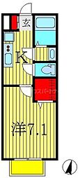 京成松戸線 五香駅 徒歩2分の賃貸アパート 1階1Kの間取り