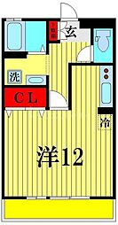 東武野田線 豊四季駅 徒歩10分の賃貸アパート 2階ワンルームの間取り