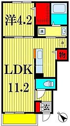 JR常磐線 北小金駅 徒歩12分の賃貸アパート 1階1LDKの間取り