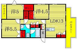 つくばエクスプレス 南流山駅 徒歩8分の賃貸マンション 1階3LDKの間取り