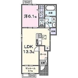 つくばエクスプレス 柏の葉キャンパス駅 徒歩30分の賃貸アパート 1階1LDKの間取り