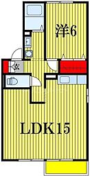 東武野田線 豊四季駅 徒歩5分の賃貸アパート 2階1LDKの間取り