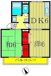 東武野田線 初石駅 徒歩10分の賃貸アパート 1階2DKの間取り