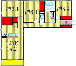 つくばエクスプレス 流山おおたかの森駅 徒歩11分の賃貸アパート 2階2LDKの間取り